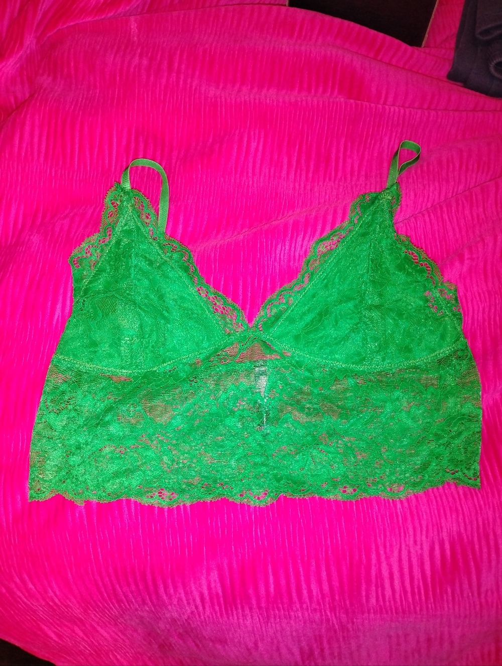 Boohoo Bright Green Lace Bralette